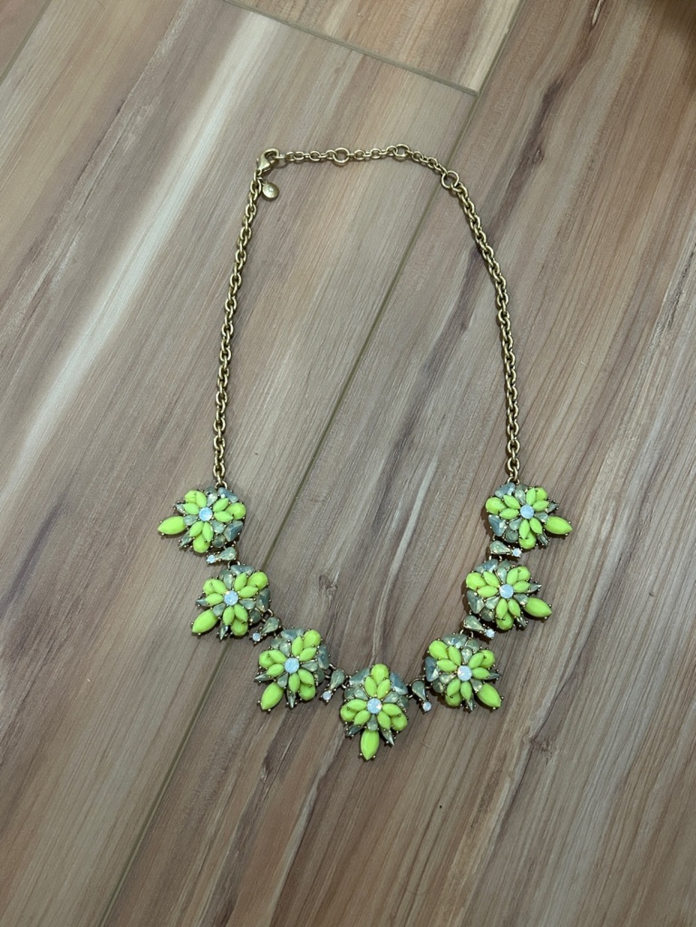 Floral Cluster Statement Necklace in Lime Green - Women Jewelry
